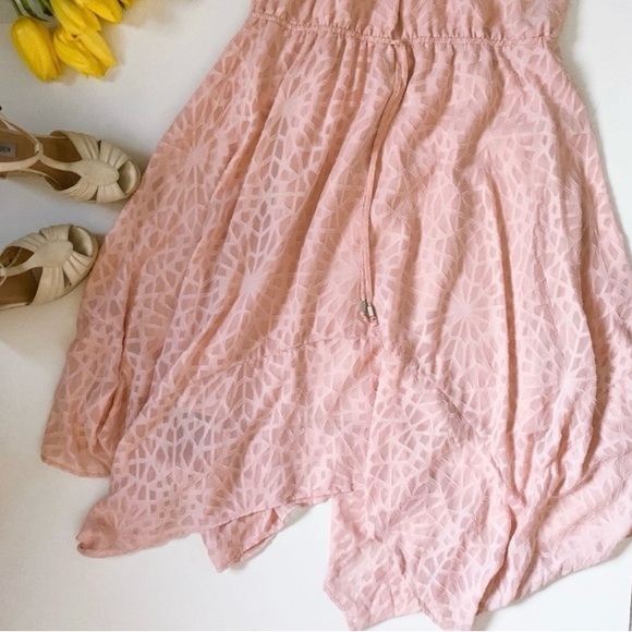 NWT MOSSIMO Flowy Pink Peach Solid geometric sheer dress - Picture 3 of 7